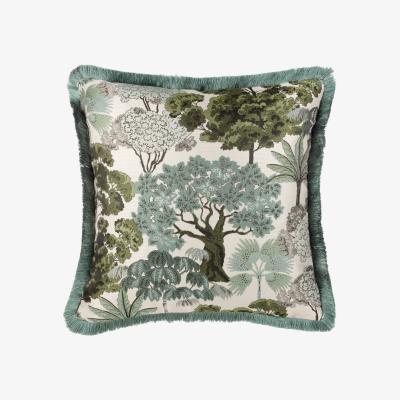 The Range Woodlands Floral Jacquard Cushion - Green / 80 Feather 20 Polyester / 80 Polyester 20 Feather
