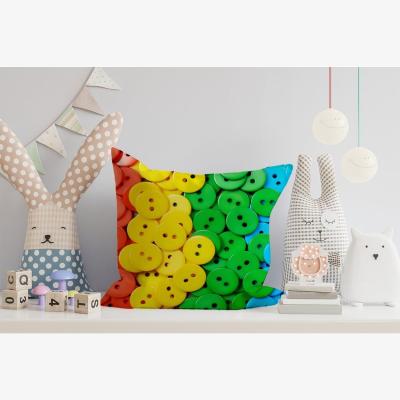 The Range Colourful Buttons Cushion - Green / 45cm