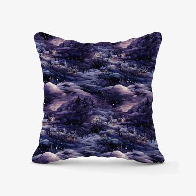 The Range Snowy Christmas Village On A Starry Night Outdoor Cushion - Blue / 45cm