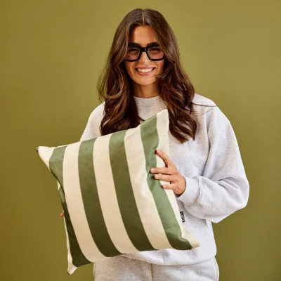 The Range 4 Pack Cushion 43x43 Kyoto Fabric, Stripe, Olive - Olive