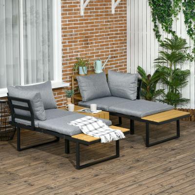 The Range 3PCs Cushioned Patio Furniture Set - Grey
