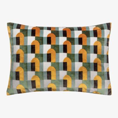 The Range Keela Cut Velvet Cushion - Gold-Blue