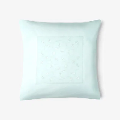 The Range Soft Pastel Leaf Detail Cushion - Blue