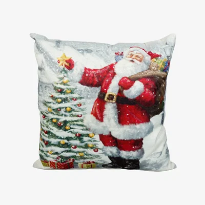 The Range Christmas Themed Cushion Santa With Christmas Tree - White and Red
