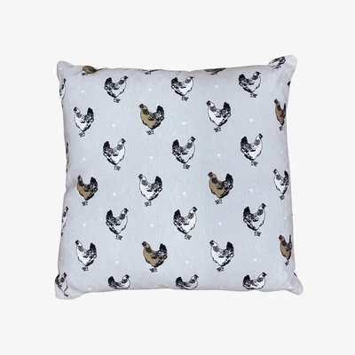 The Range Scatter Cushion With A Chicken Print Design - White Printed