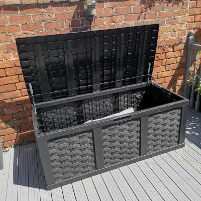The Range HUGE XXL 634 Litre Rattan Style Garden Cushion Storage Box - Sit on Lid  Black - Black