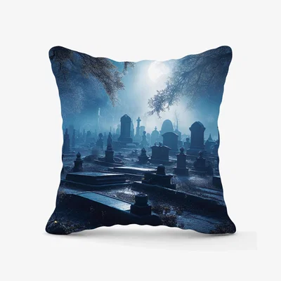The Range A Breathtaking Scene Of A Moonlit Graveyard Outdoor Cushion - Blue / 60cm