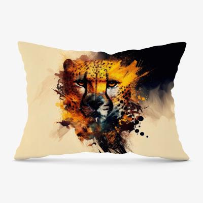 The Range Cheetah Face Splashart Cushion - Yellow / 33cm