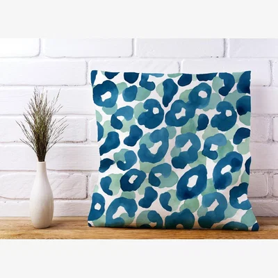 The Range Watercolour Leopard Print Cushion - Blue / 45cm