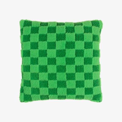 The Range Check It Boucle Fleece Feather Rich Cushion - Go Green