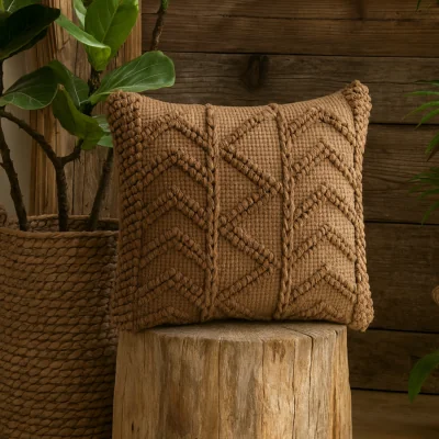 The Range Snowshill Coffee Zig Zag Handwoven Cushion Set 2 Pack - Brown