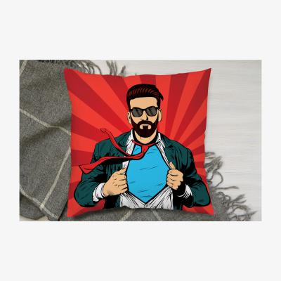 The Range Strong Businessman In Glasses In Comic Style. Success Concept Cushion - Red / 45