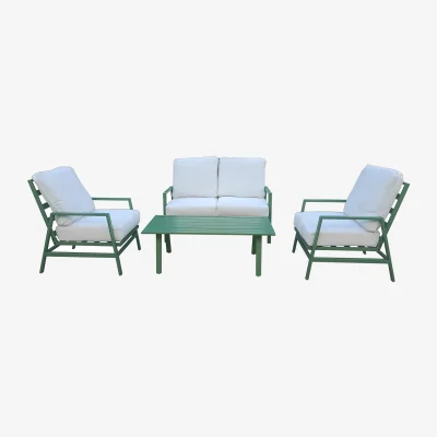 The Range 4 Pieces Outdoor Garden Furniture Set w Thick Padded Cushioned - Green