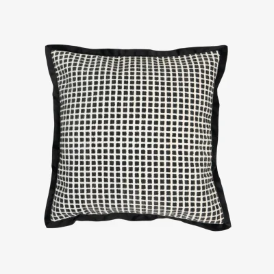 The Range Celine Woven Squares Cushion - Black