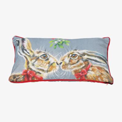 The Range Louise Brown Mistletoe Hares Cushion