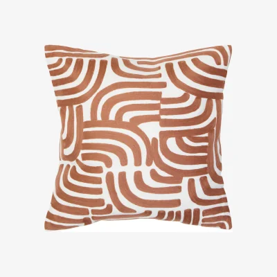 The Range Bosie Ozella Natural and Terracotta Square Cushion - Natural
