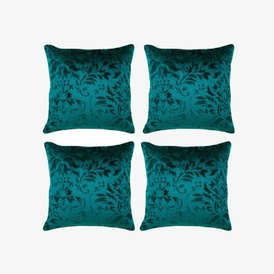 The Range Taylor Velour Damask Filled Cushions - Green / 4