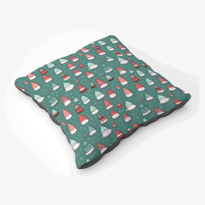 The Range Hand Drawn Joyful Santa Hats Floor Cushion - Green