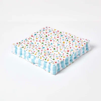 The Range Homescapes Cotton Stars Floor Cushion - Multicolour / 10cm