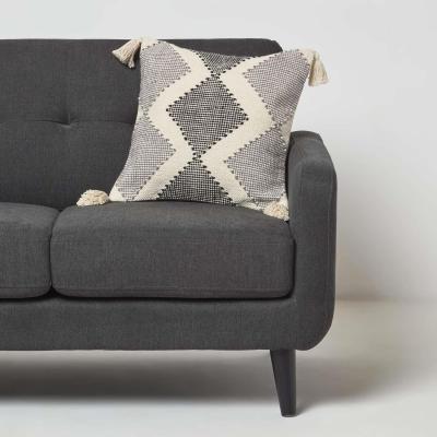 The Range Malmo Handwoven Textured Grey Black Cushion - Grey