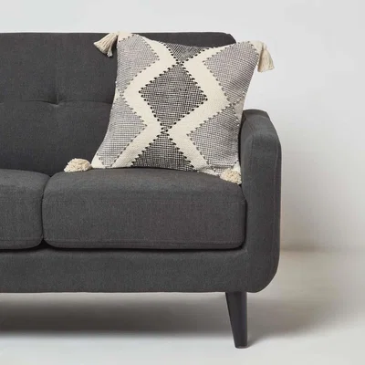 The Range Malmo Handwoven Textured Grey Black Cushion - Grey