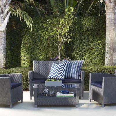 The Range Dorel Home COSCO Malmo 4PC Patio Set Grey with Navy Cushions - Grey and Navy