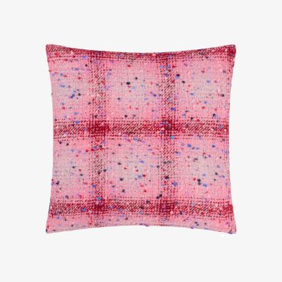 The Range Connie Check Jacquard Feather Filled Cushion - Pink/Cobalt