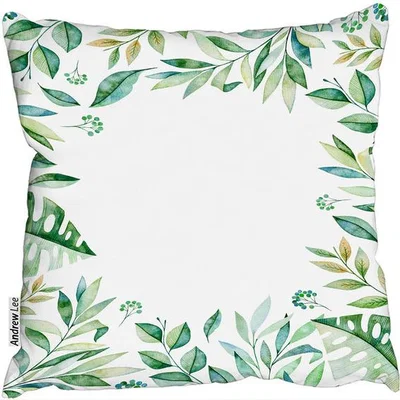 The Range Light Botanical Leaves Cushion - Green / 45cm