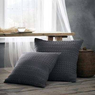 The Range Portfolio Home Amara Filled Waffle Square Cushion - Grey / 56x56cm