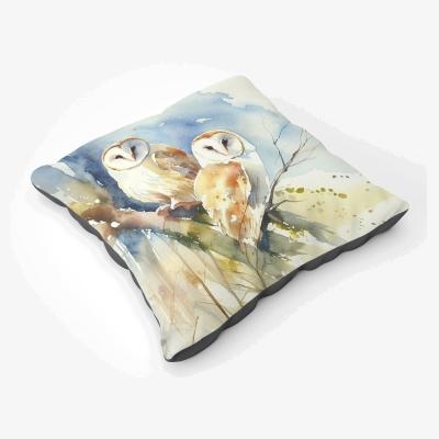 The Range Barn Owls Watercolour Floor Cushion - Neutral