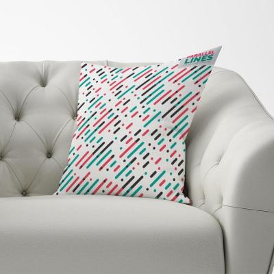 The Range Overlapping Coloured Diagonal Lines Cushion - PInk / 45cm