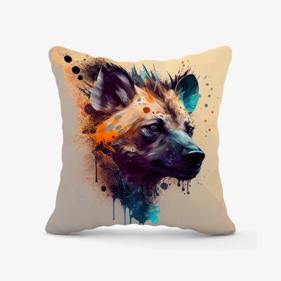 The Range Hyena Face Splashart Light Background Outdoor Cushion - Brown / 45cm
