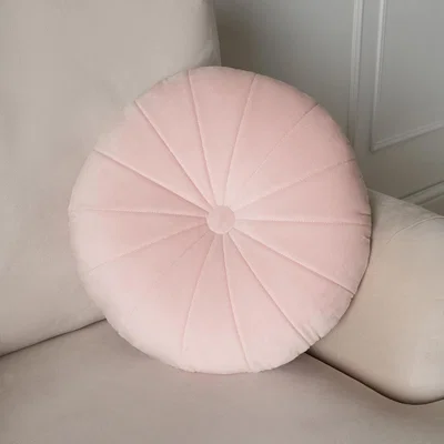 The Range Velvet Round Pleat Scatter Cushion - Blush Pink