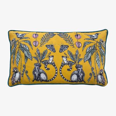 The Range Wild Mirrored Creatures Digitally Printed Piped Cushion 30 x 50cm - Yellow
