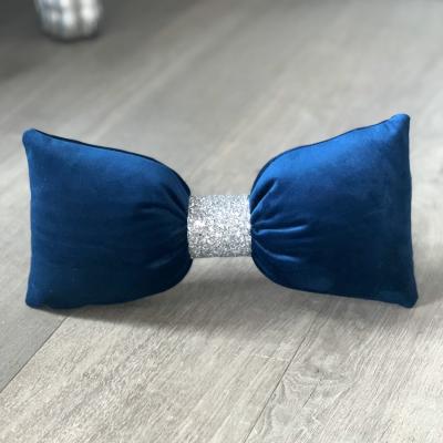 The Range Royal Blue Plush Velvet Bow Cushion - Royal Blue