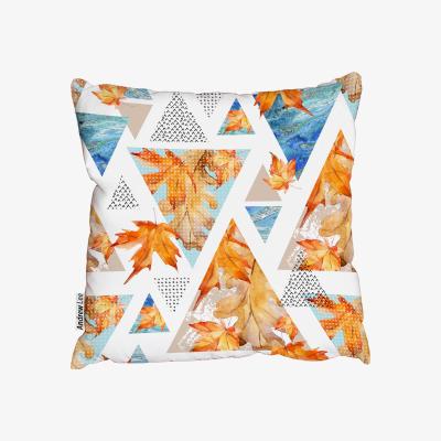 The Range Autumn Triangles With Maple, Oak Leafs Outdoor Cushion - Orange / 45cm