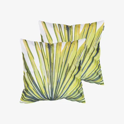 The Range Outdoor Palm Print Cushion (Set of 2) - Green