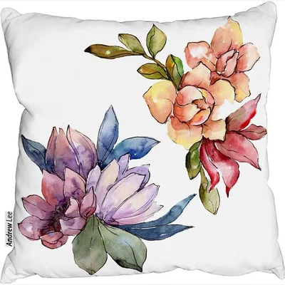 The Range Rainbow Flowers Cushion - White / 60cm