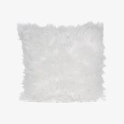 The Range Metallic White Faux Fur Cushion - White