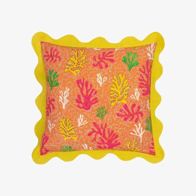 The Range Coral Scalloped Cushion - Citronelle / 80 Feather 20 Polyester / 80 Polyester 20 Feather