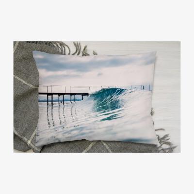 The Range Ocean Ideal Wave In Ocean. Breaking Blue Waves Cushion - Blue