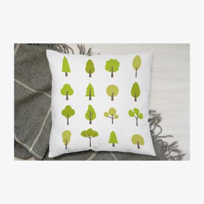 The Range Tree Illustrations Cushion - Green / 45