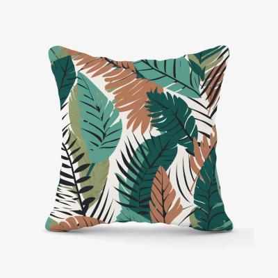 The Range Tropical Floral Leaves Green Brown Outdoor Cushion - Green / 60cm