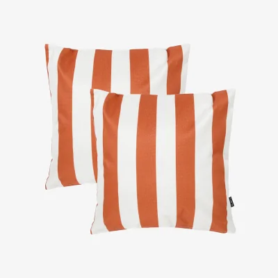 The Range 2 Pack Cushion 43x43 Kyoto Fabric, Stripe, Terracotta - Terracotta