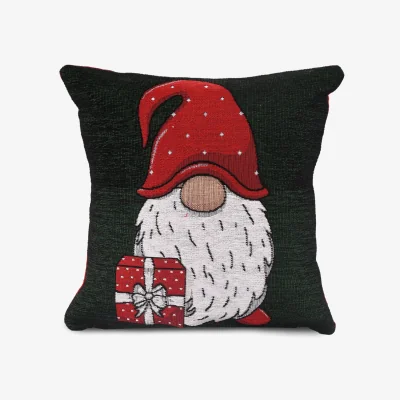 The Range Noel Square Luxury Chenille Xmas Gonks Green Filled Cushion - Green