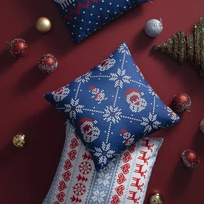 The Range Christmas Themed Cushion Throw Pillow - Blue