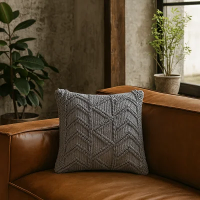 The Range Snowshill Set of 2 Handwoven Zig Zag Cushions - Grey