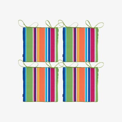 The Range Square Rainbow Stripe Print Seat Pad (Set of 4) - Green