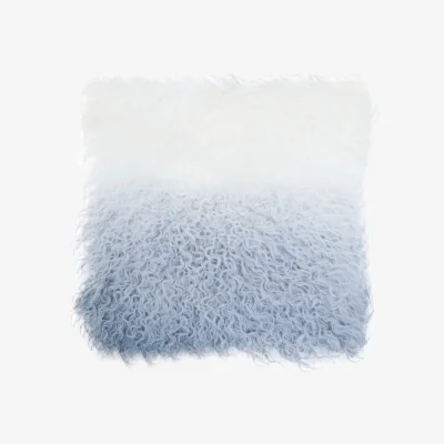 The Range Bosie Real Mongolian Fur Grey Ombre Square Cushion - Grey