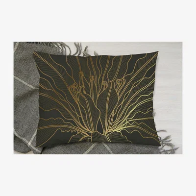 The Range Golden Splitleaf Philodendron Plant With Monstera Plant Line Art Cushion - Yellow